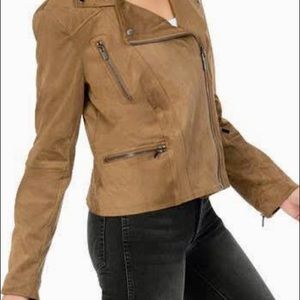 Kut From The Kloth Tan Brown Faux Suede "Quinn" Moto Jacket NWT